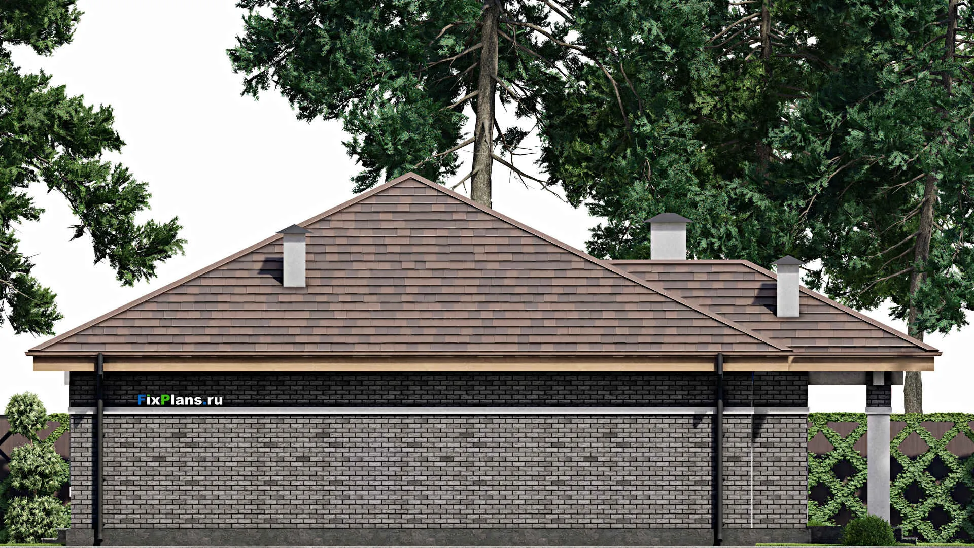 F-9350 - Проект одноэтажного дома 15 на 16, площадью 160 м² с террасой и 3 спальнями