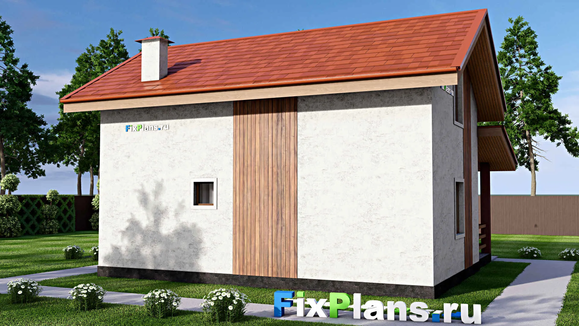 F-15326 - Проект бани 10 на 11, площадью 120 м² с комнатой отдыха, терассой, мансардой, санузлом и 2 спальнями