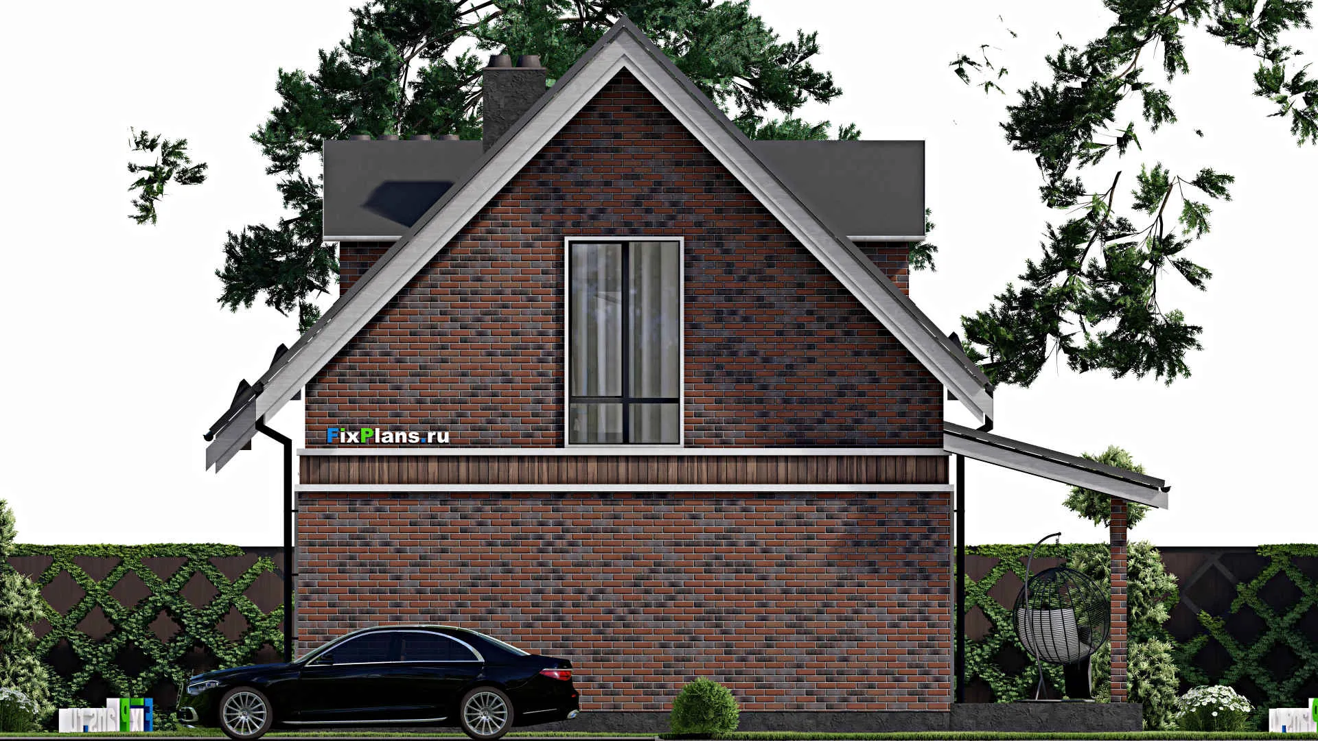 F-2609 - Проект дома с мансардой 9 на 10, площадью 130 м² с террасой и 3 спальнями