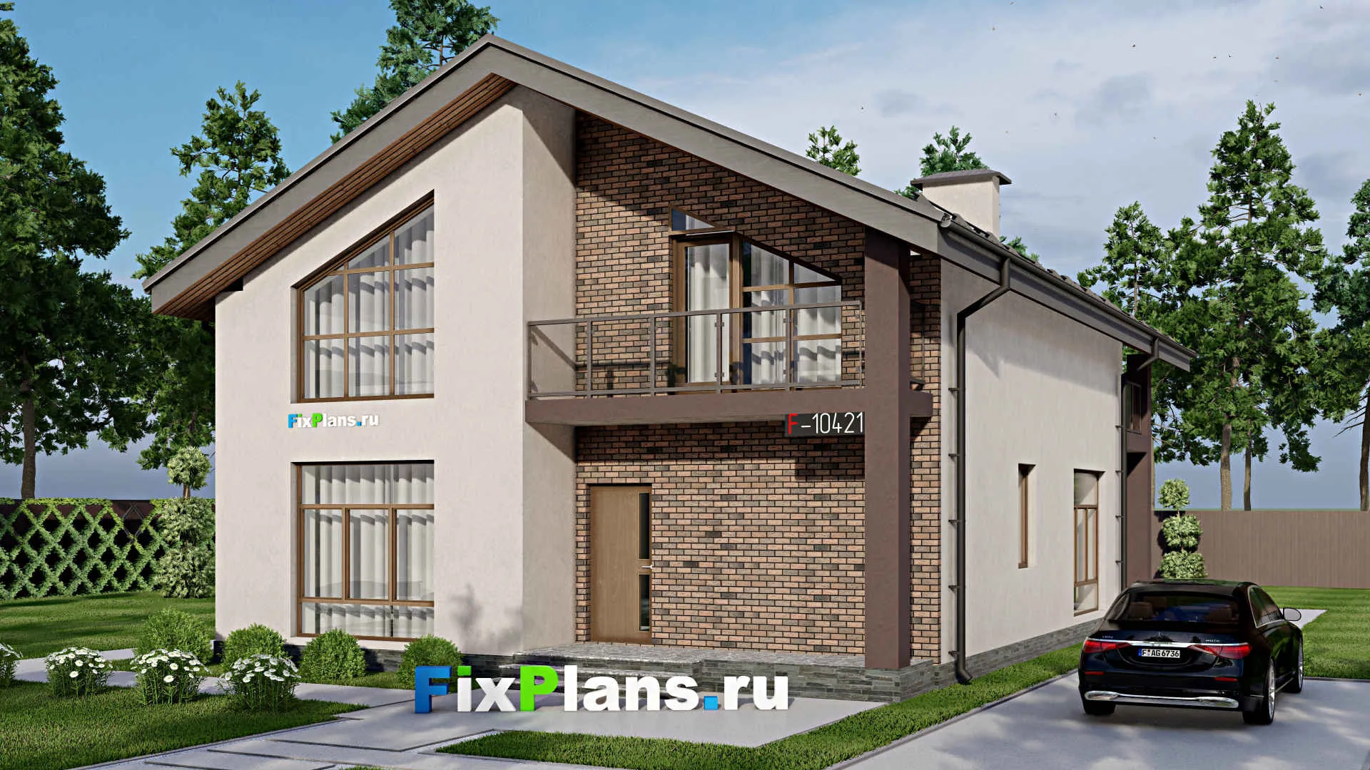 F-10421 - Проект дома с мансардой 11 на 16, площадью 250 м² с 4 спальнями