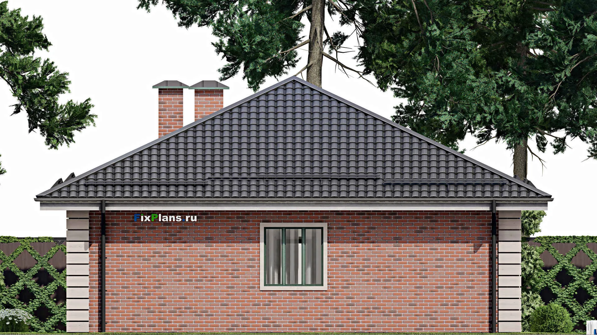 F-5192 - План одноэтажного дома 11 на 18, площадью 150 м² с гаражом на 1 машину и 3 спальнями