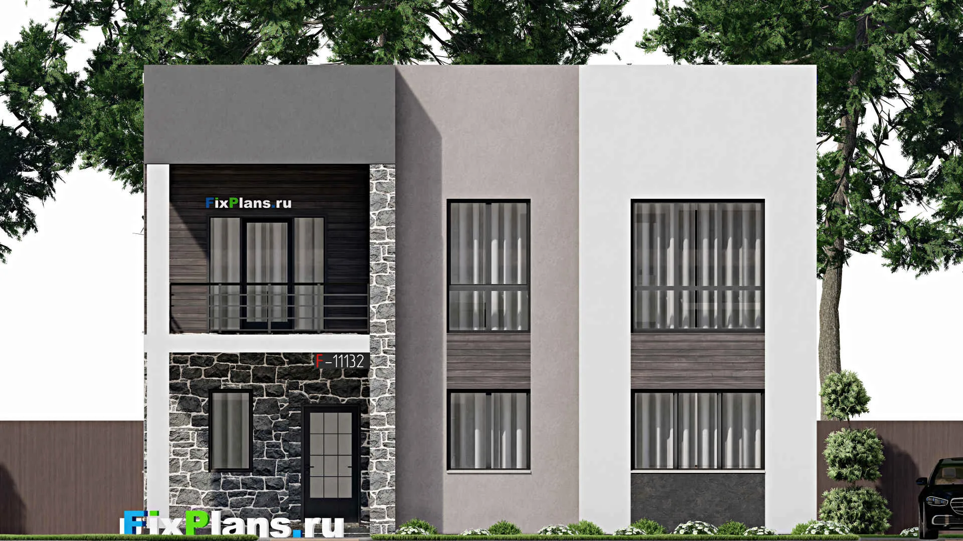 F-11132 - Проект двухэтажного дома 10 на 13, площадью 160 м² с балконом и 4 спальнями