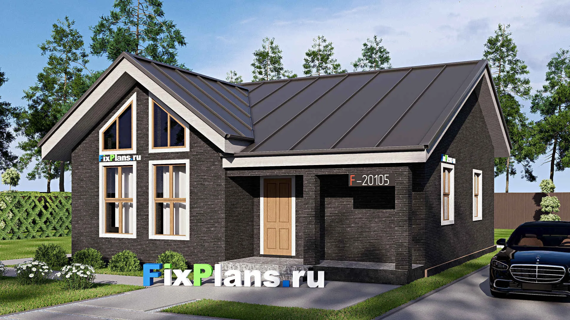 F-20105 - Проект одноэтажного дома 11 на 11, площадью 90 м² с 1 спальнями