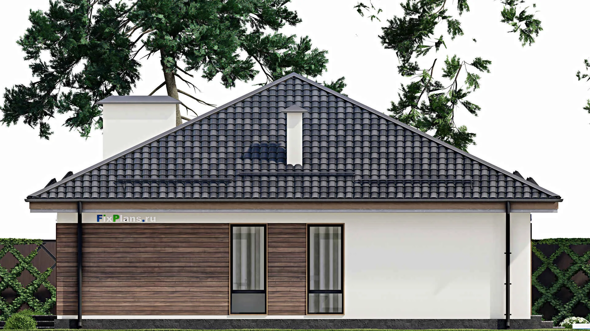 F-5633 - Проект одноэтажного дома 13 на 15, площадью 140 м² с террасой и 3 спальнями