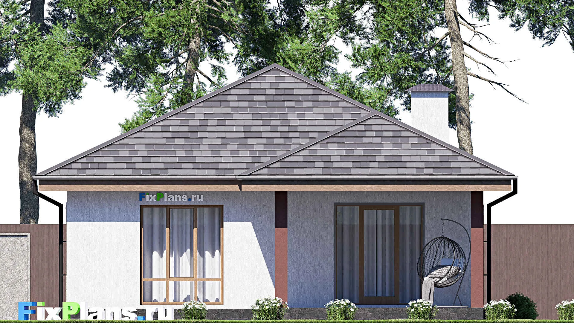 F-18080 - Проект одноэтажного дома 10 на 20, площадью 140 м² с террасой и 3 спальнями