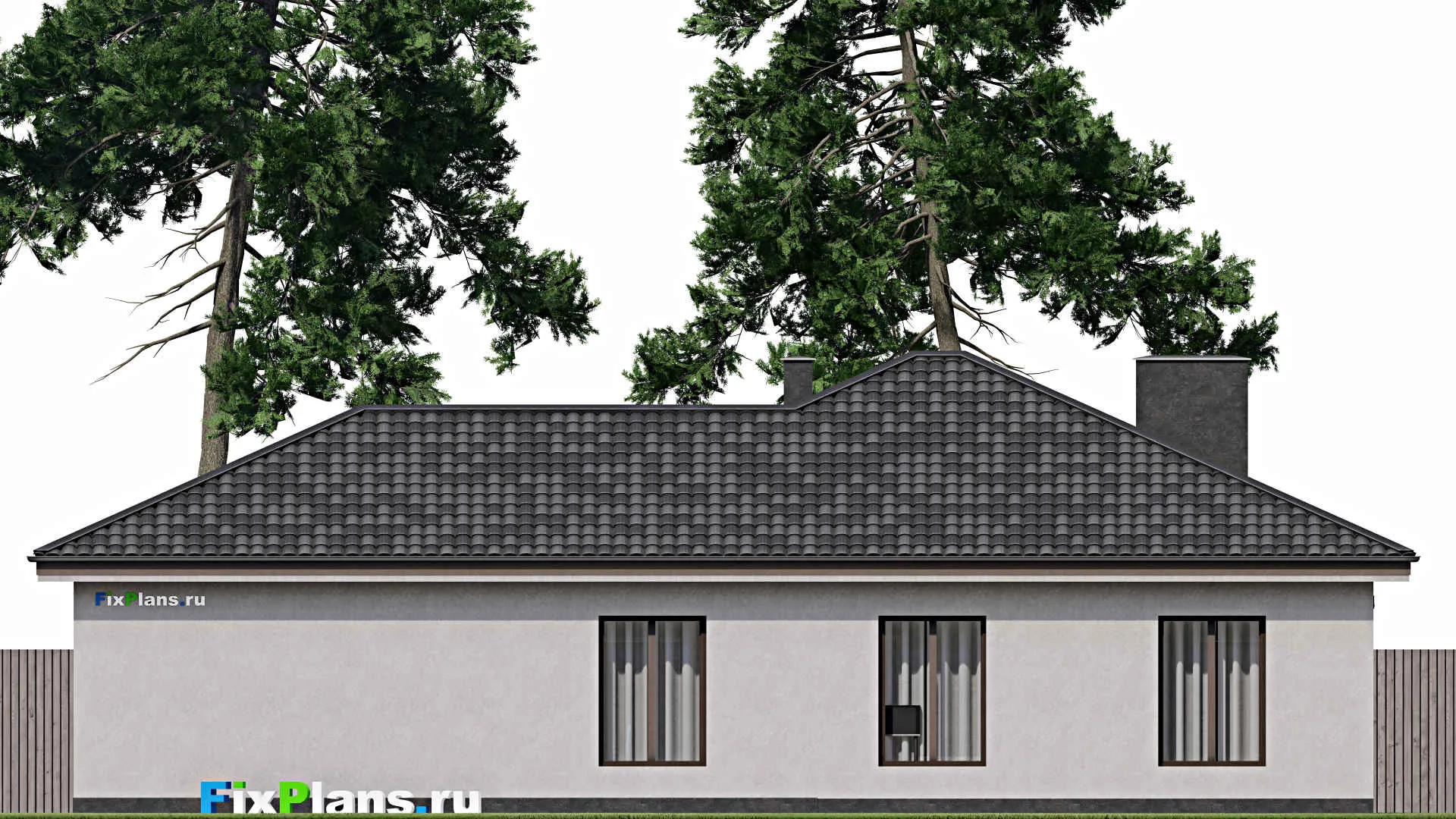 F-1466 - Проект одноэтажного дома 12 на 19, площадью 160 м² с гаражом на 2 машины и 3 спальнями