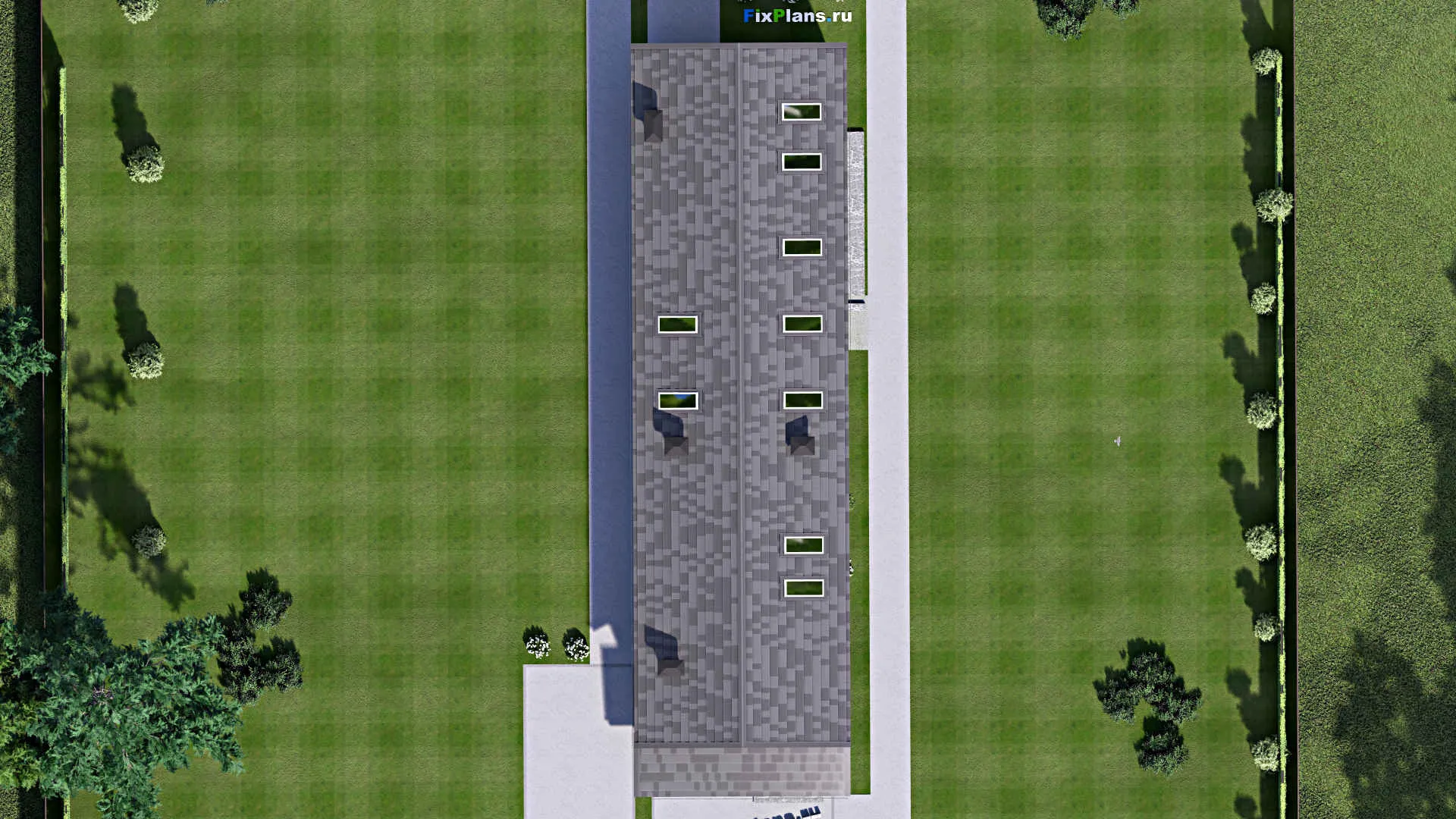 F-10817 - Проект дома с мансардой 9 на 28, площадью 290 м² с террасой, баней и 4 спальнями