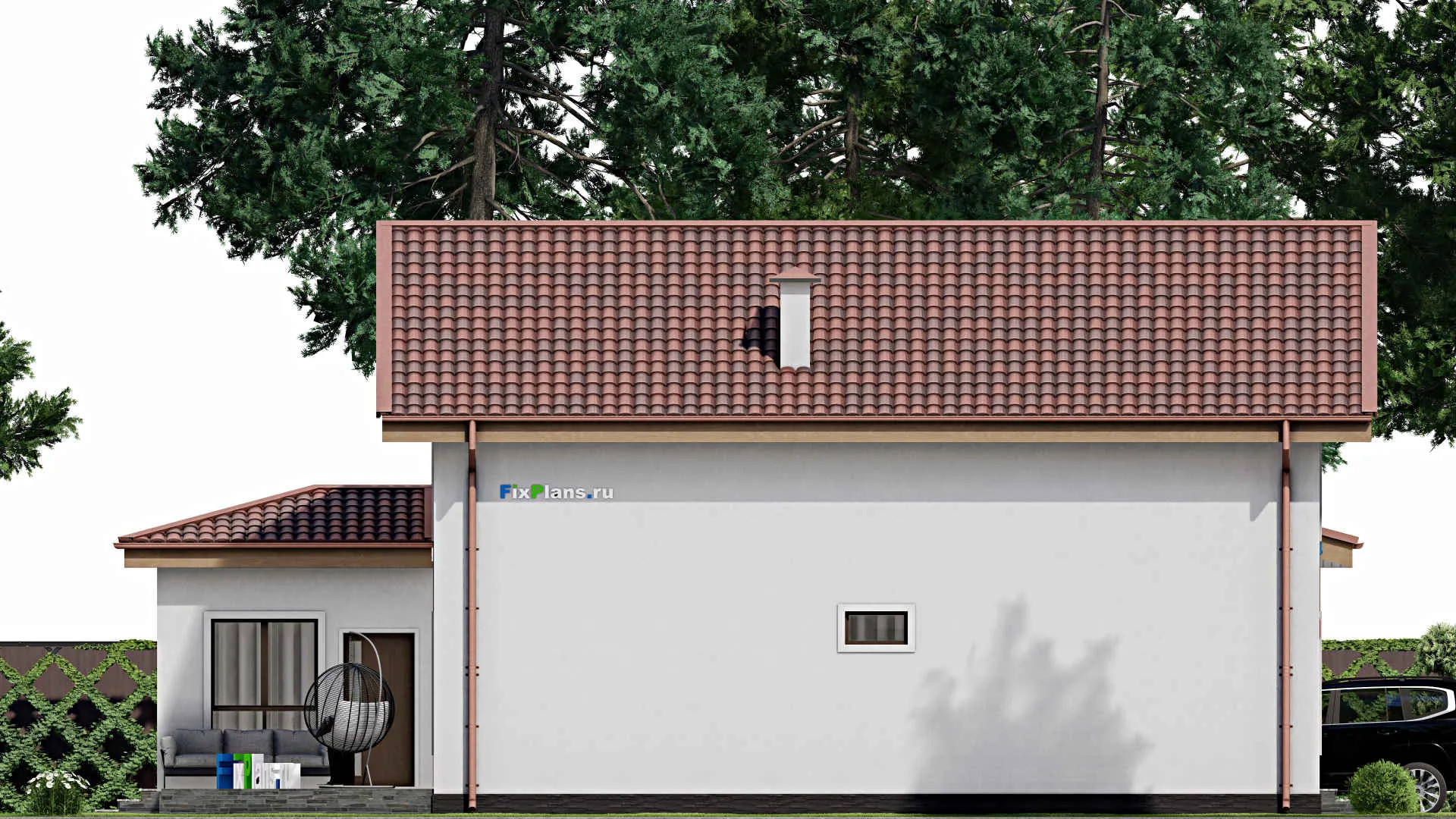 F-10106 - Проект дома с мансардой 14 на 16, площадью 260 м² с террасой, баней и 3 спальнями