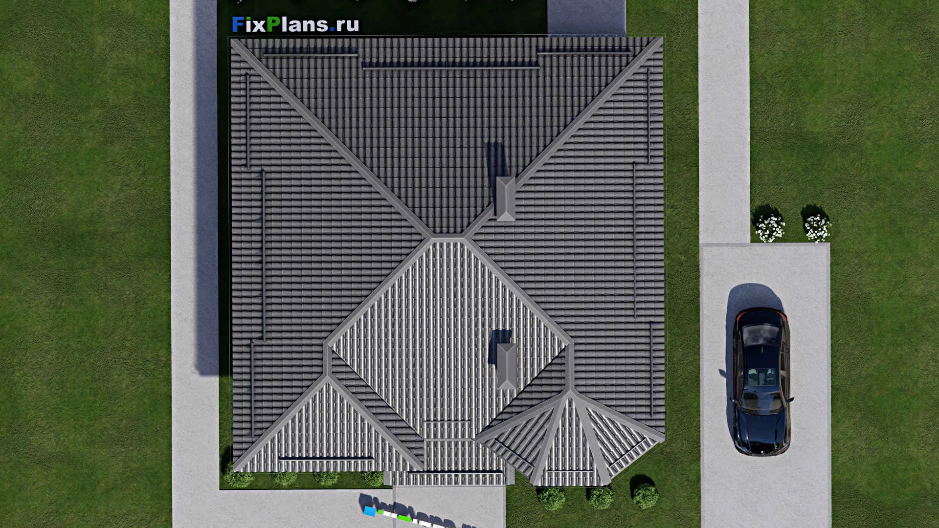 F-4715 - Проект одноэтажного дома 12 на 13, площадью 130 м² с террасой и 3 спальнями