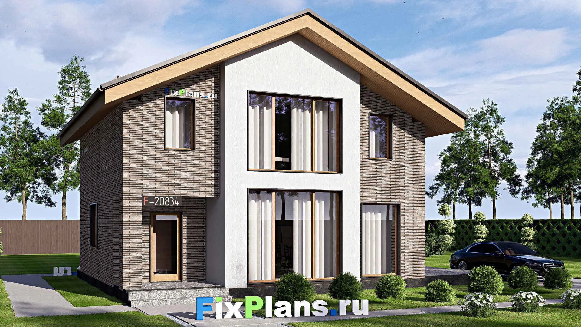 F-20834 - Проект дома с мансардой 10 на 13, площадью 160 м² с террасой и 4 спальнями