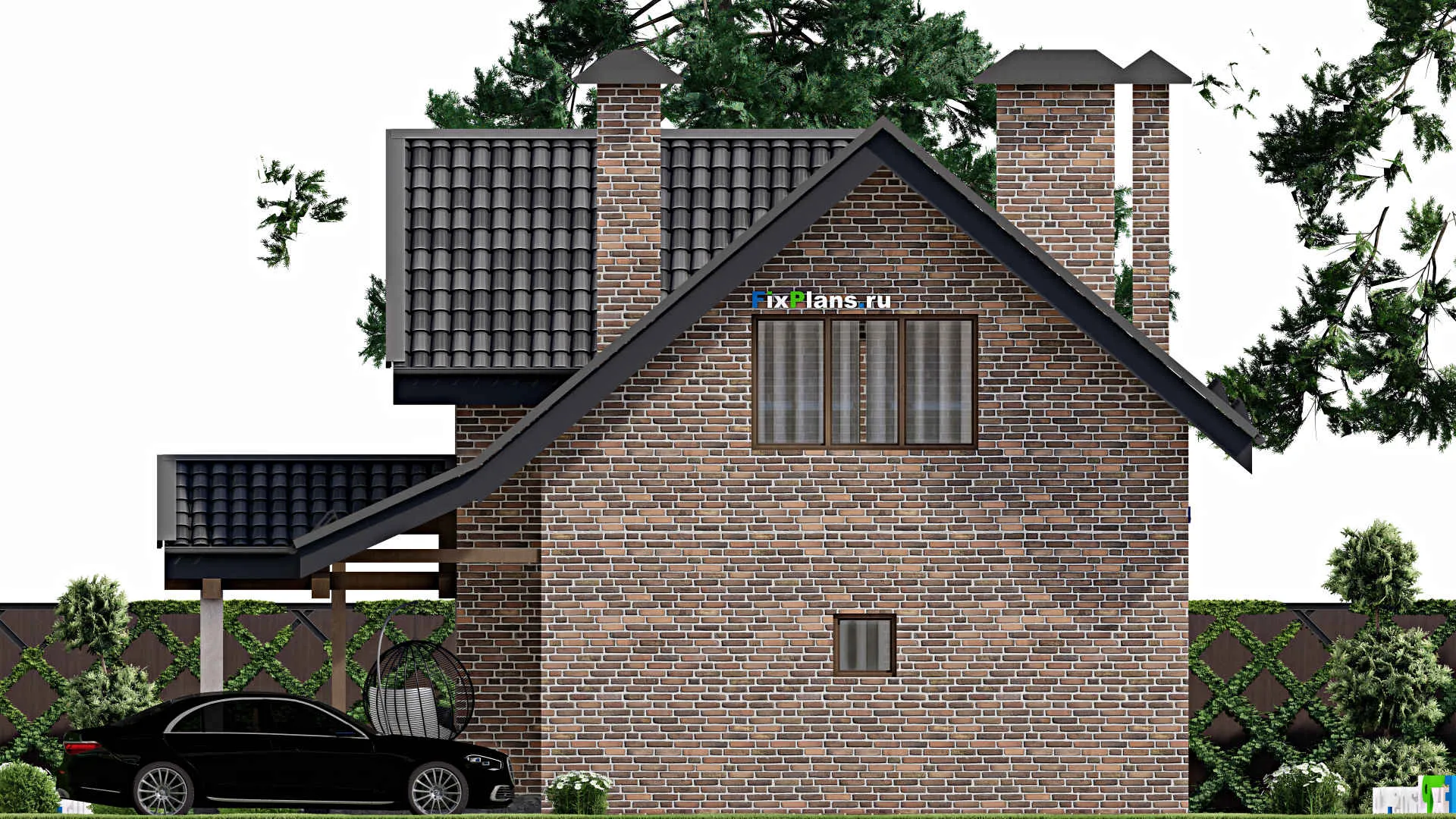 F-8297 - Проект бани 11 на 11, площадью 130 м² с комнатой отдыха, терассой, мансардой и санузлом