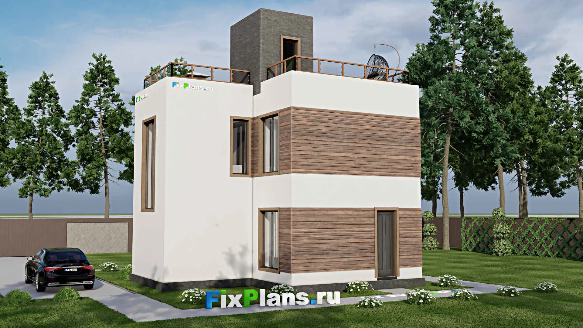 F-7910 - Проект двухэтажного дома 9 на 10, площадью 70 м² с 2 спальнями