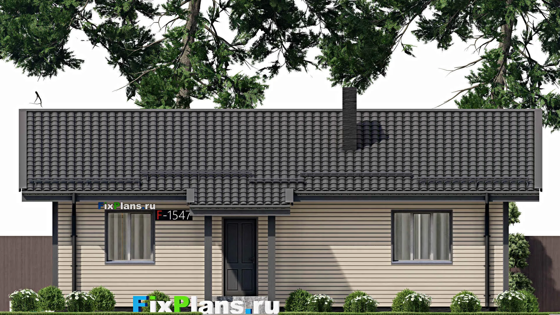 F-1547 - Проект одноэтажного дома 10 на 13, площадью 90 м² с 3 спальнями