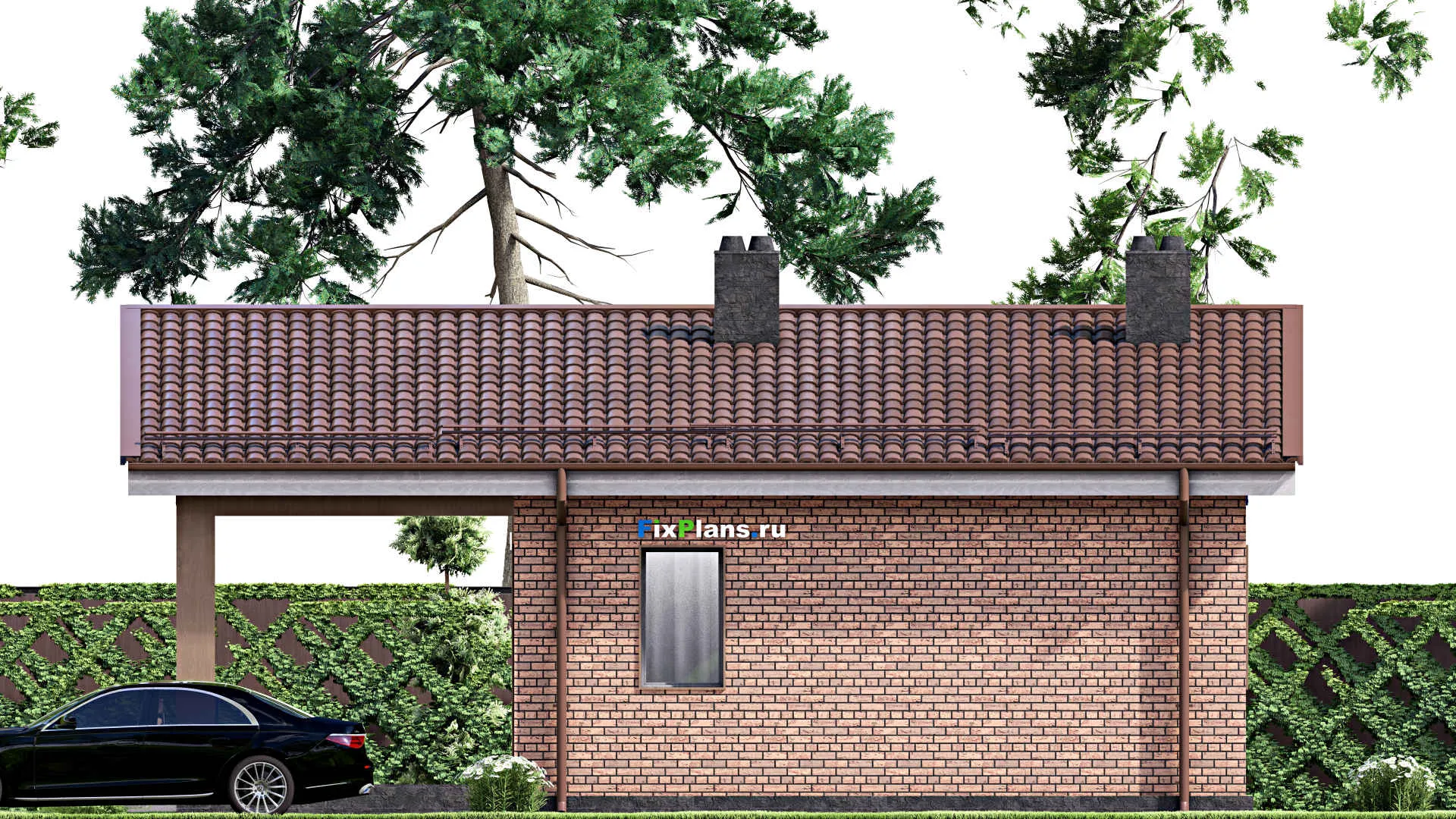 F-15299 - Проект бани 11 на 12, площадью 100 м² с комнатой отдыха, терассой и санузлом