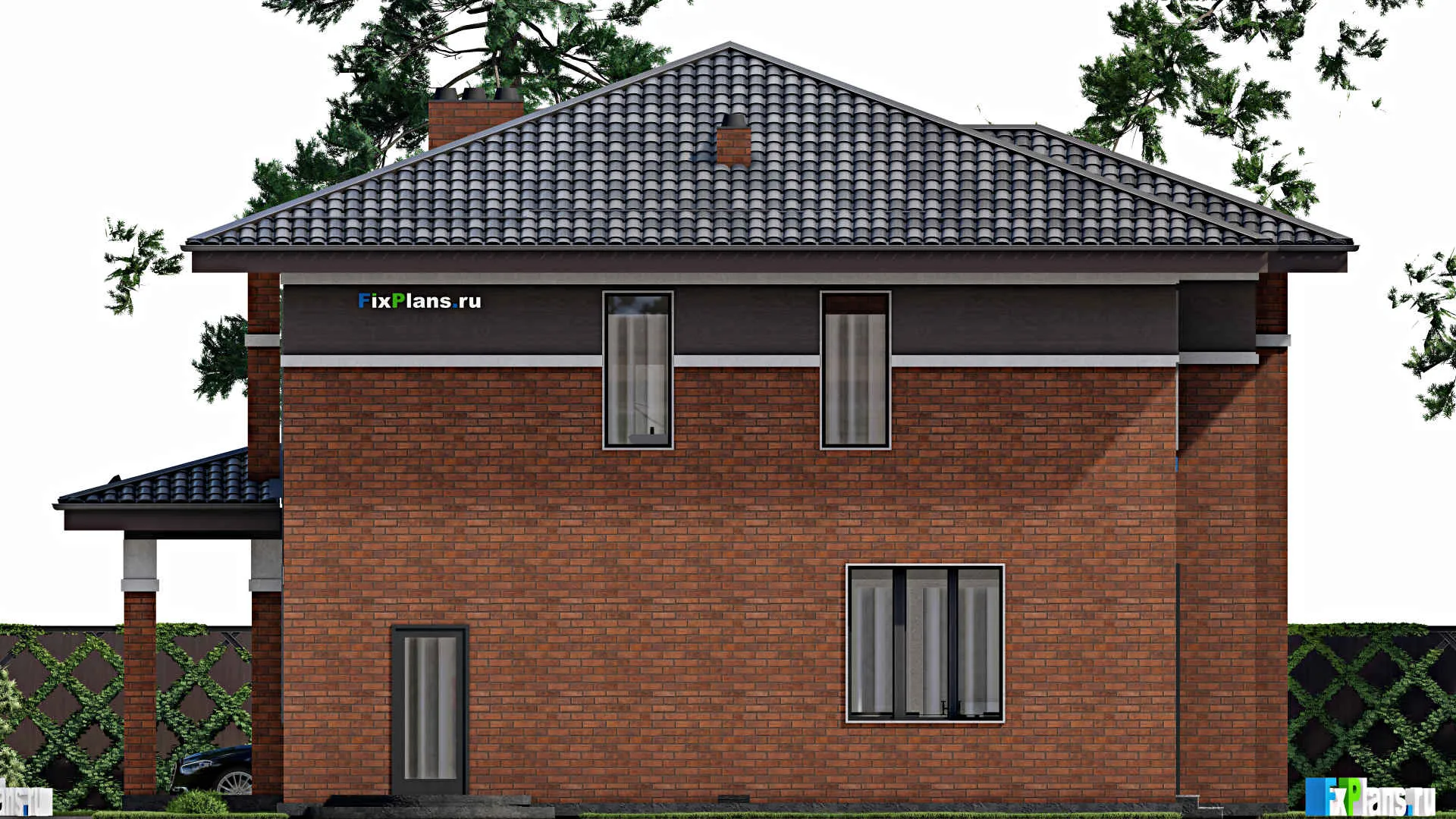 F-7334 - Проект двухэтажного дома 14 на 15, площадью 210 м² с 3 спальнями