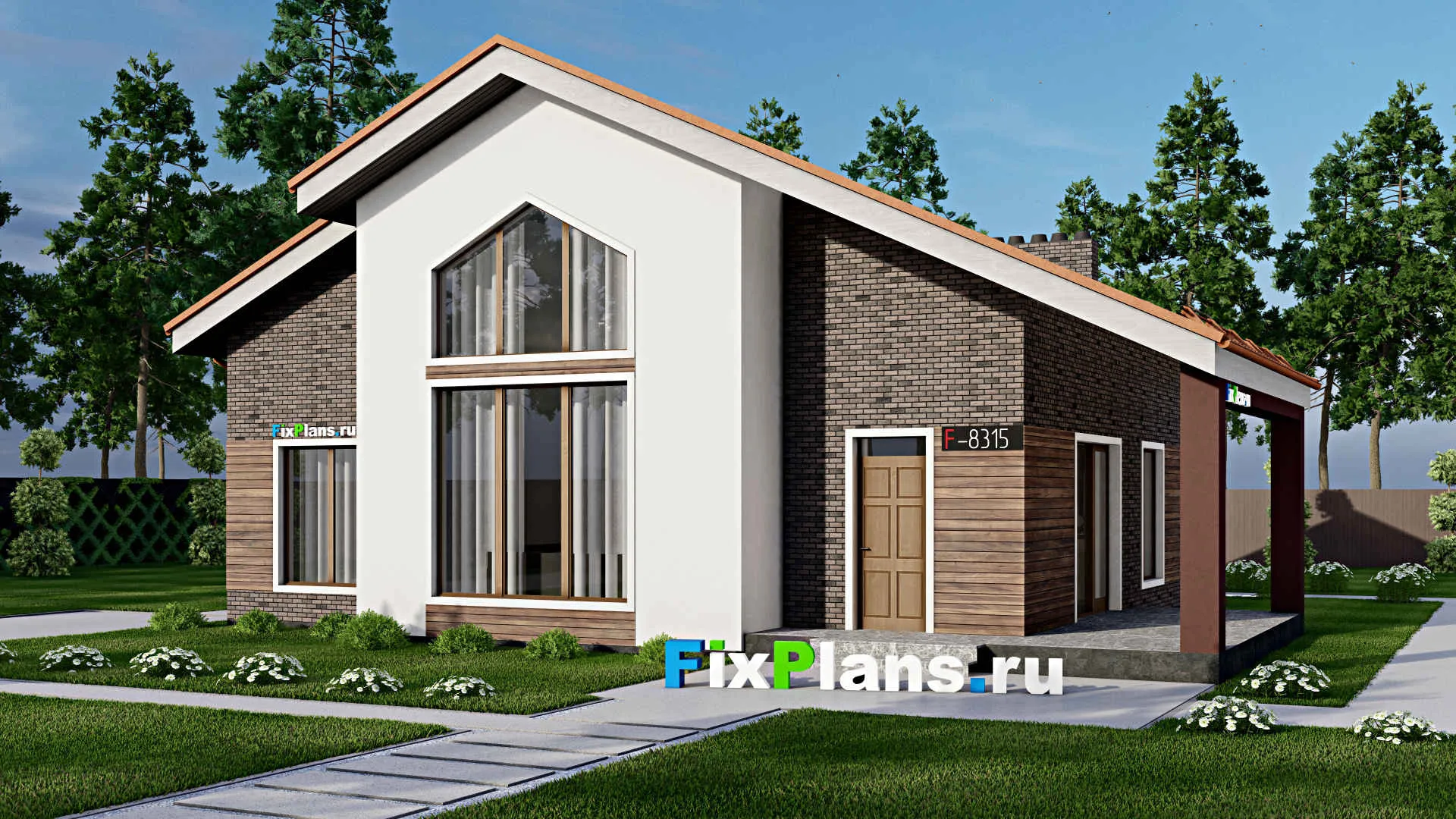 F-8315 - Проект одноэтажного дома 14 на 15, площадью 160 м² с 3 спальнями