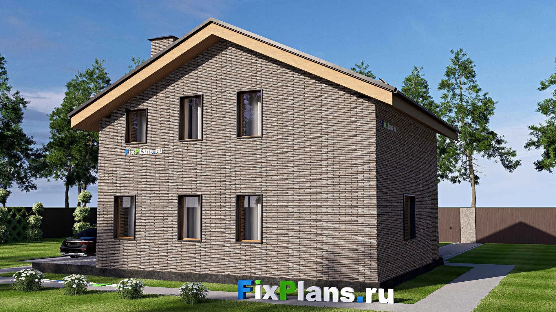 F-20834 - Проект дома с мансардой 10 на 13, площадью 160 м² с террасой и 4 спальнями