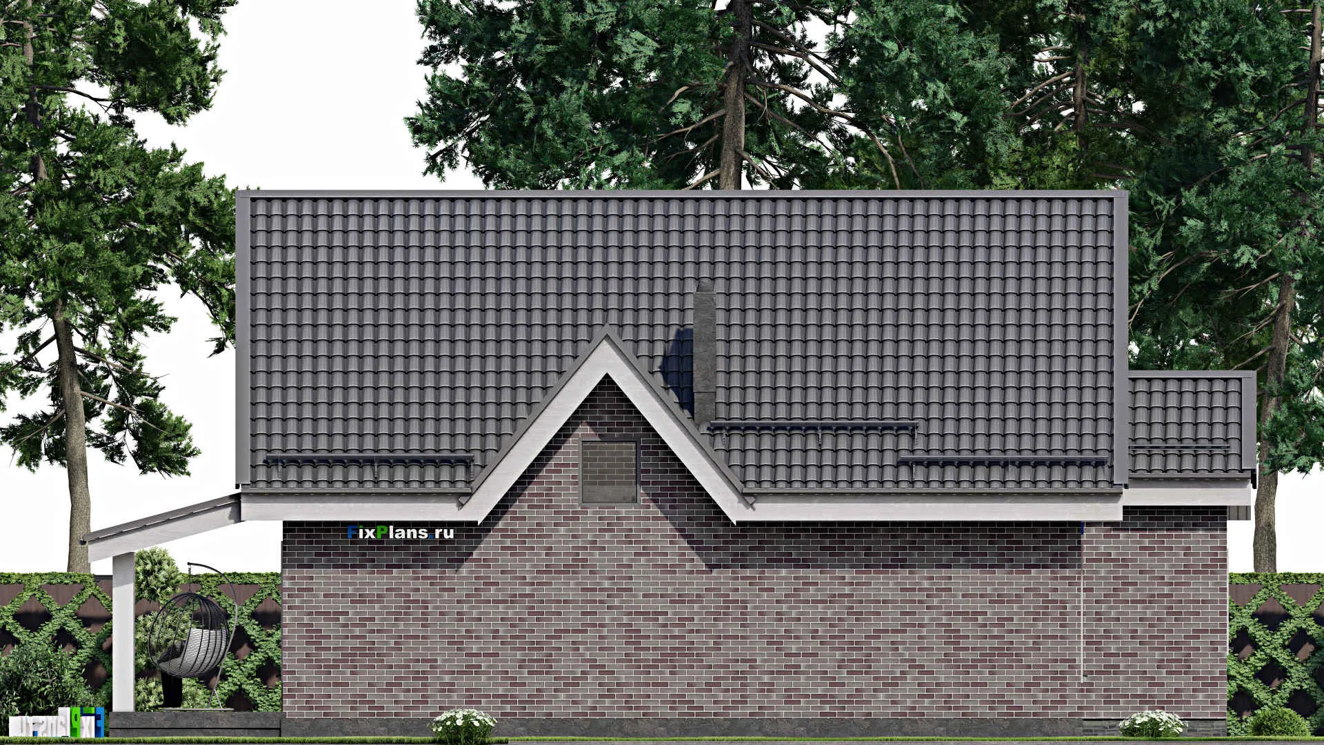 F-2735 - Проект дома с мансардой 9 на 14, площадью 160 м² с террасой и 4 спальнями