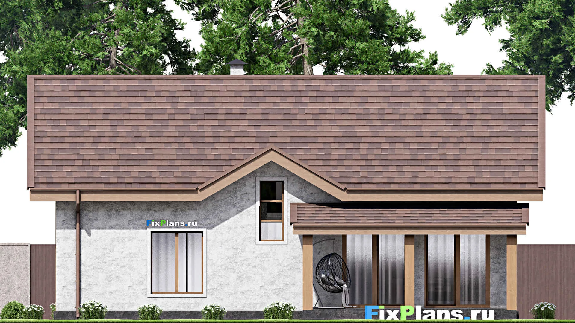 F-13643 - Проект дома с мансардой 14 на 15, площадью 210 м² с террасой и 4 спальнями