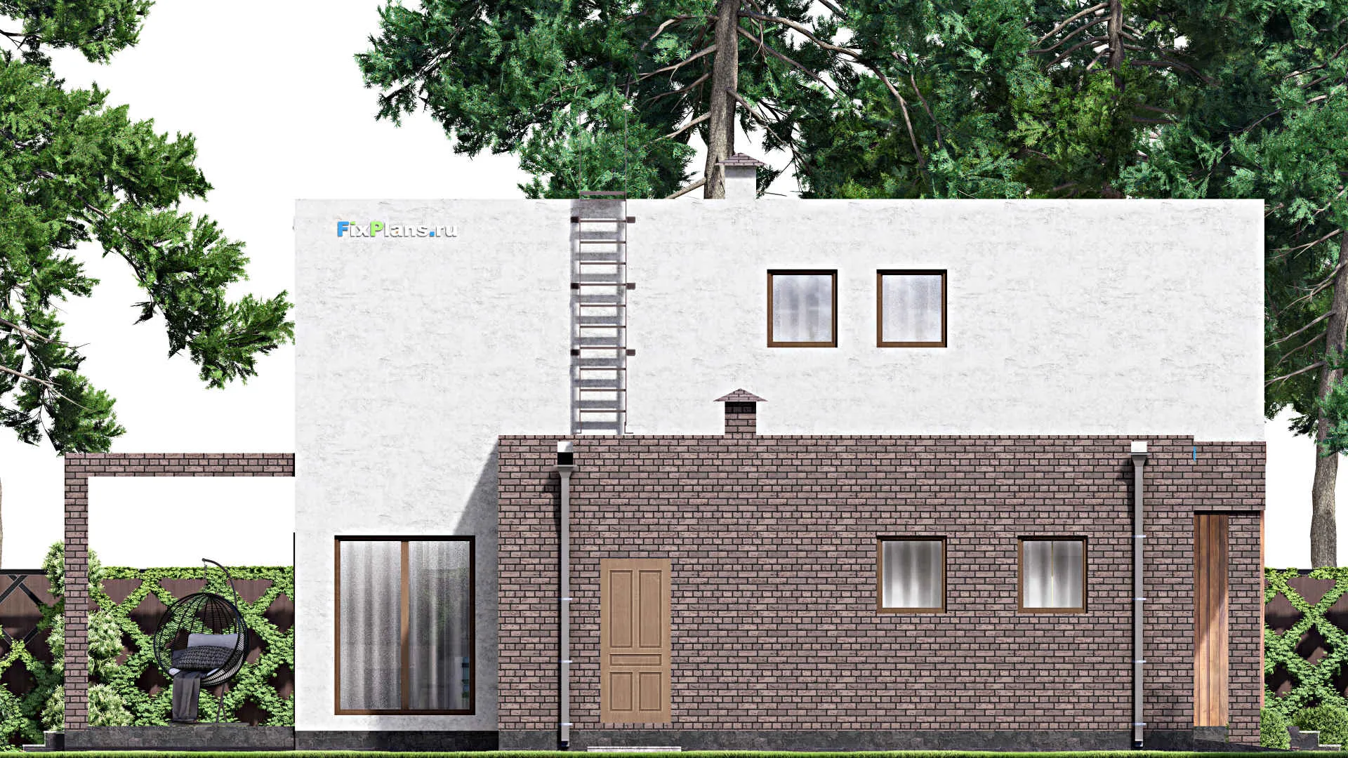 F-13724 - Проект двухэтажного дома 12 на 16, площадью 220 м² с террасой, гаражом на 1 машину и 4 спальнями