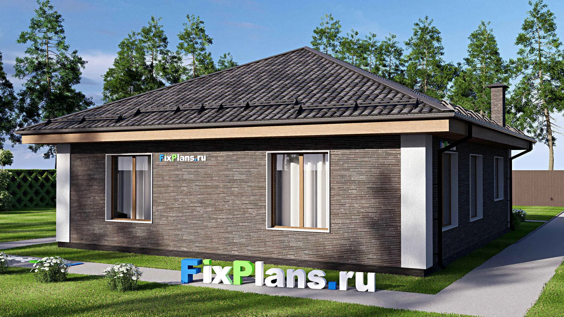 F-17864 - Проект одноэтажного дома 12 на 13, площадью 110 м² с 3 спальнями