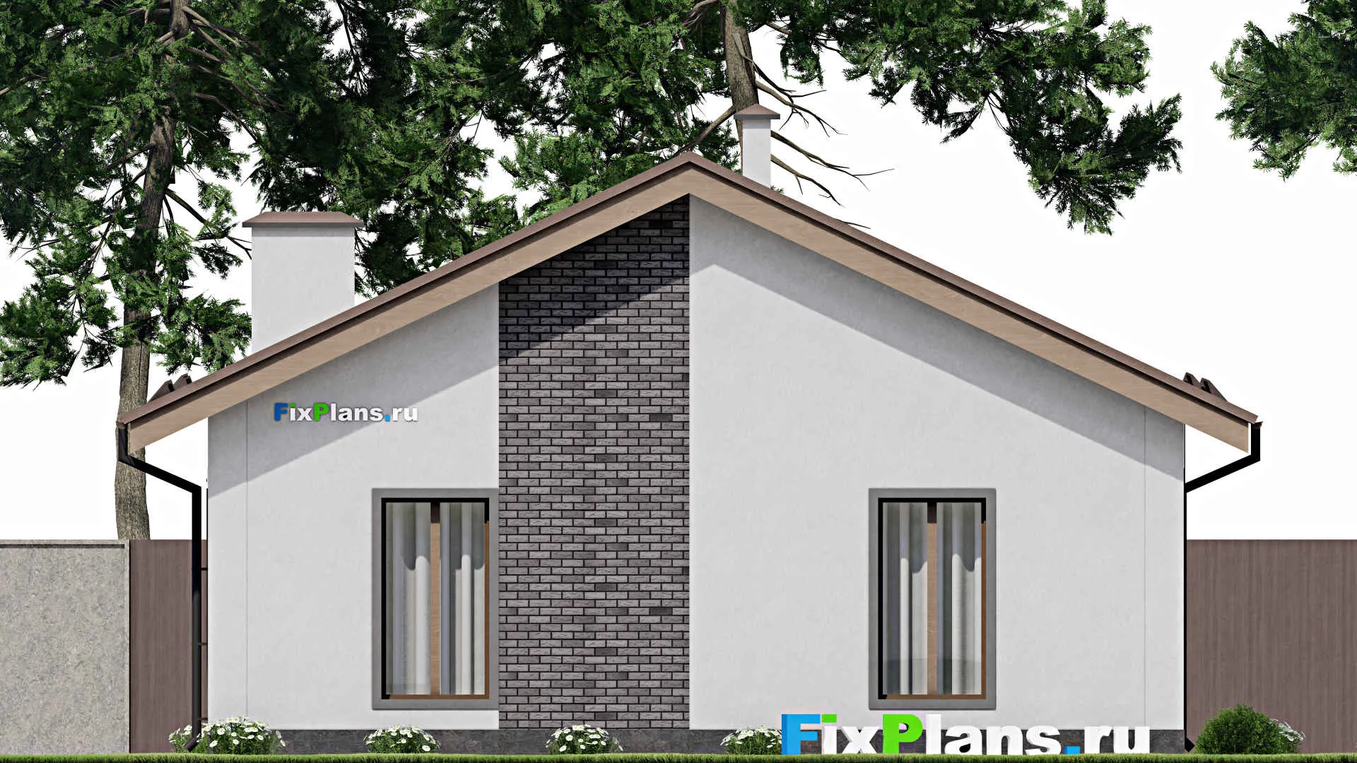 F-11060 - Проект одноэтажного дома 11 на 13, площадью 100 м² с 2 спальнями