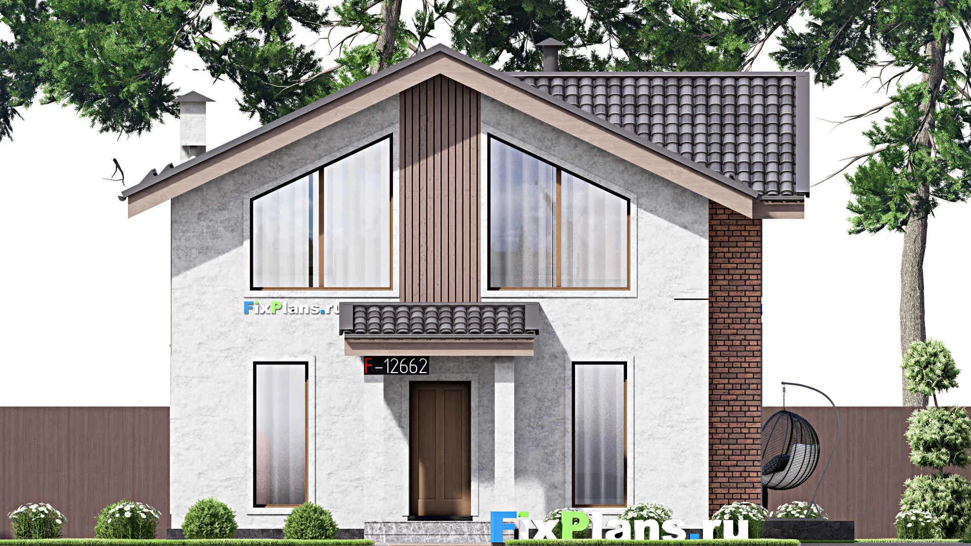 F-12662 - Проект дома с мансардой 11 на 15, площадью 140 м² с террасой и 3 спальнями