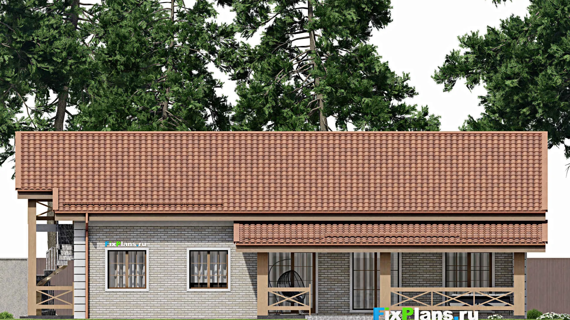 F-9557 - Планы дома с мансардой 16 на 19, площадью 260 м² с террасой и 5 спальнями