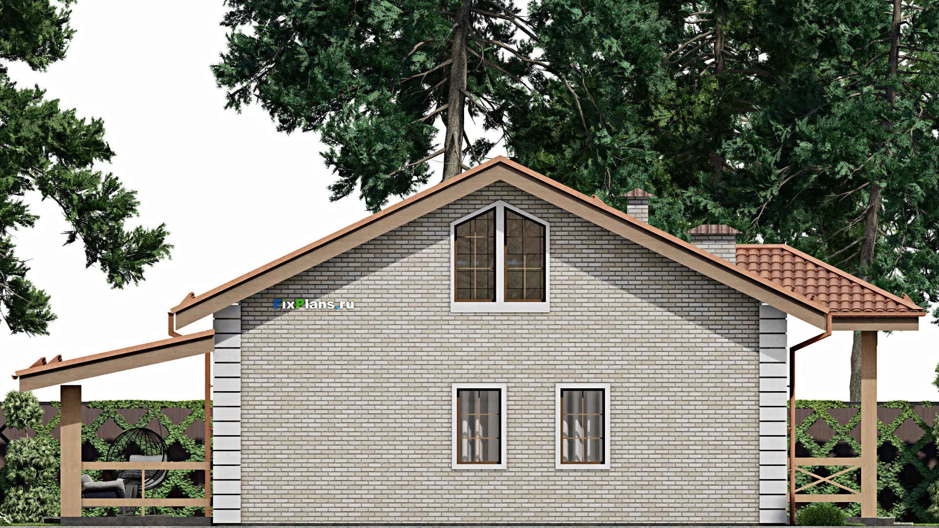 F-9557 - Планы дома с мансардой 16 на 19, площадью 260 м² с террасой и 5 спальнями