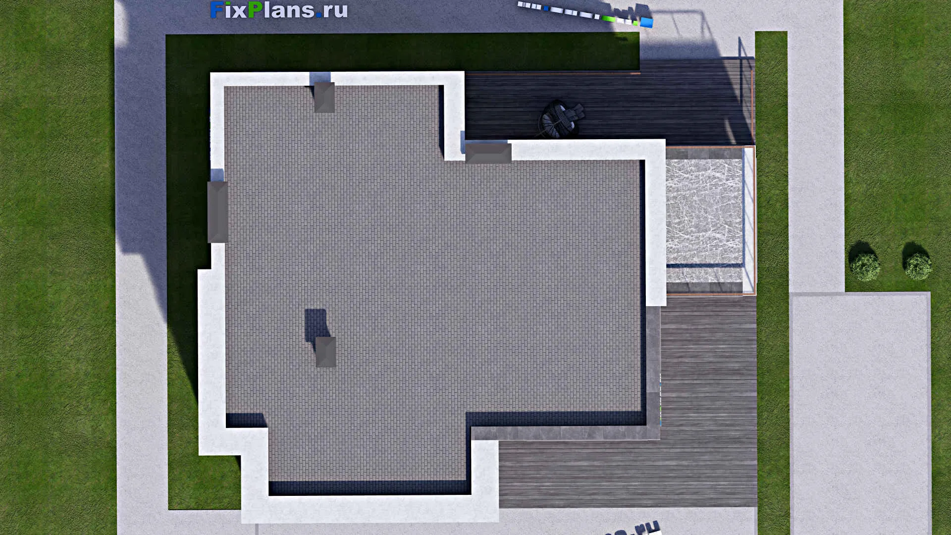 F-12689 - Проект двухэтажного дома 13 на 17, площадью 300 м² с террасой, балконом, баней и 5 спальнями