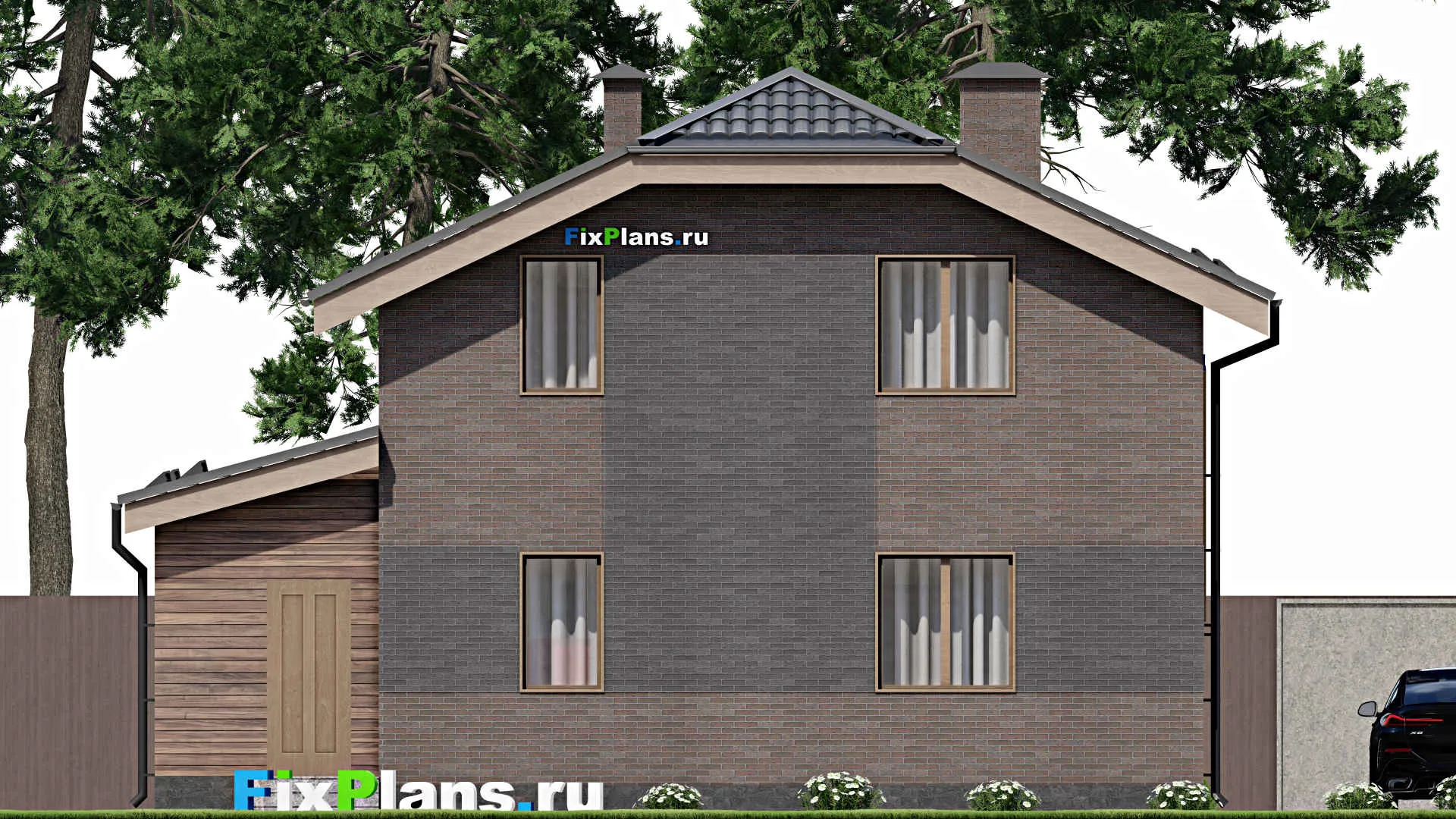 F-6587 - Проект дома с мансардой 10 на 12, площадью 130 м² с террасой и 2 спальнями