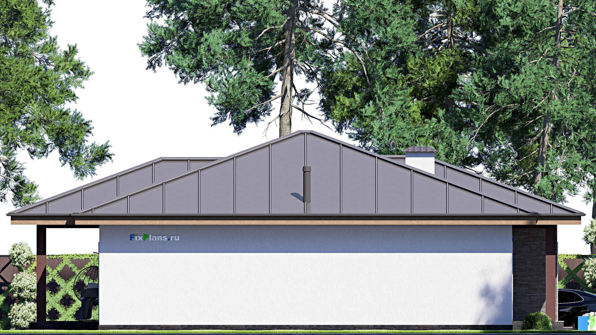 F-18521 - План одноэтажного дома 13 на 17, площадью 160 м² с террасой и 3 спальнями