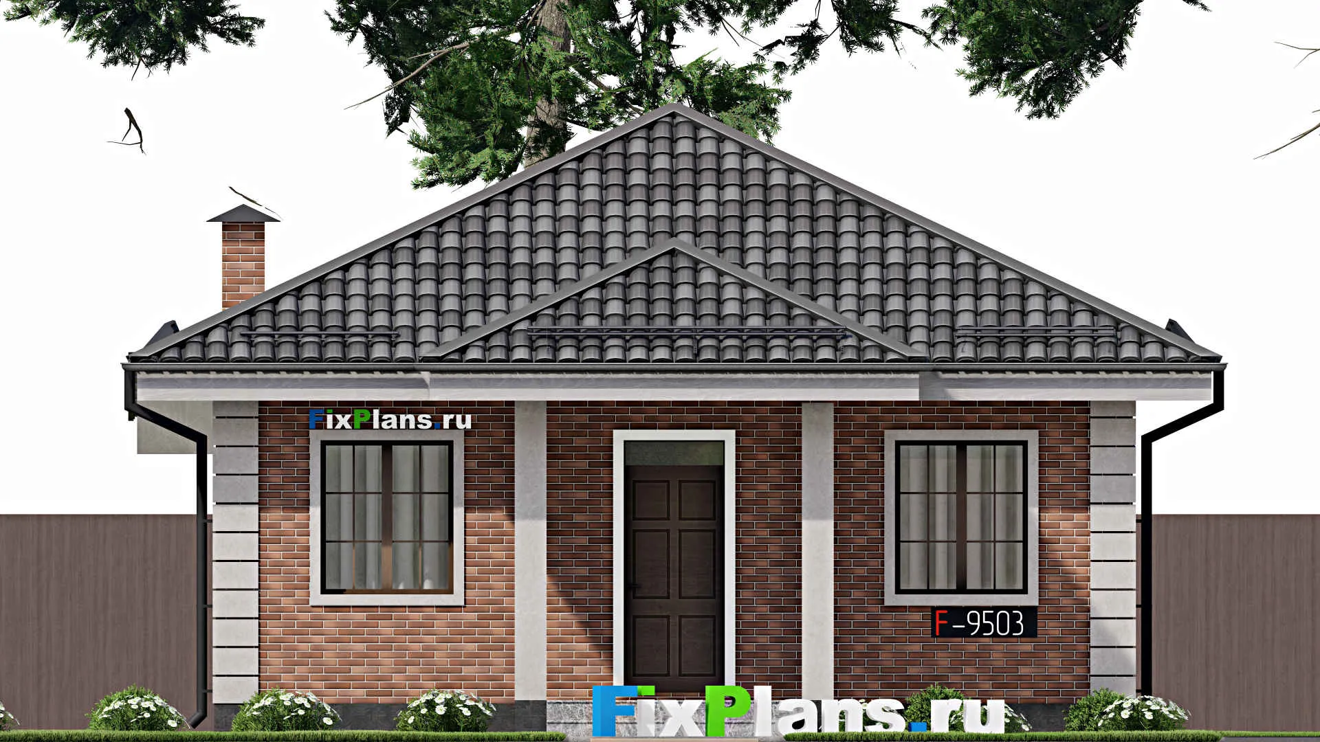 F-9503 - Проект бани 9 на 13, площадью 70 м² с терассой, санузлом и спальней