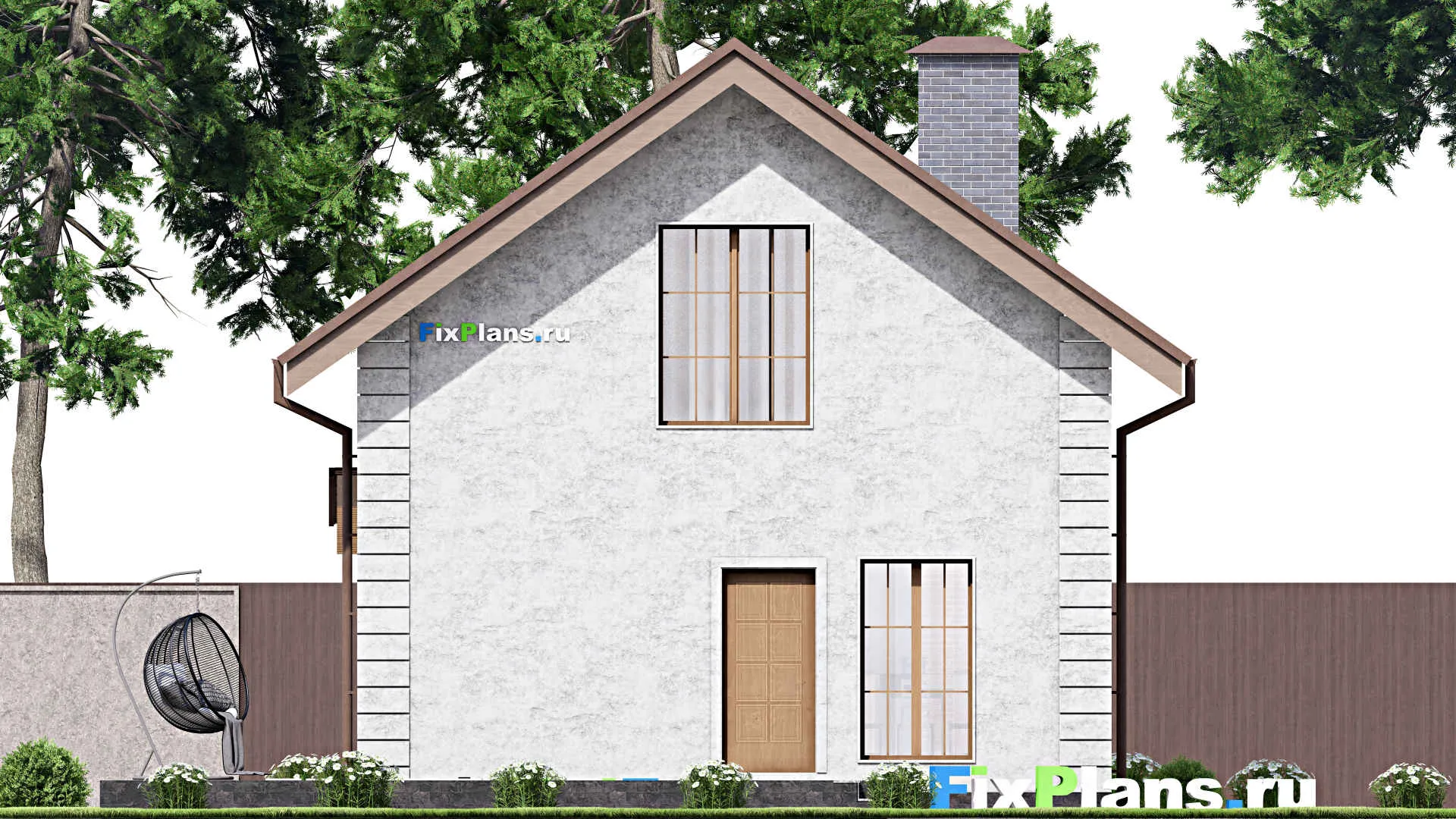 F-14264 - Проект дома с мансардой 11 на 14, площадью 130 м² с террасой и 2 спальнями