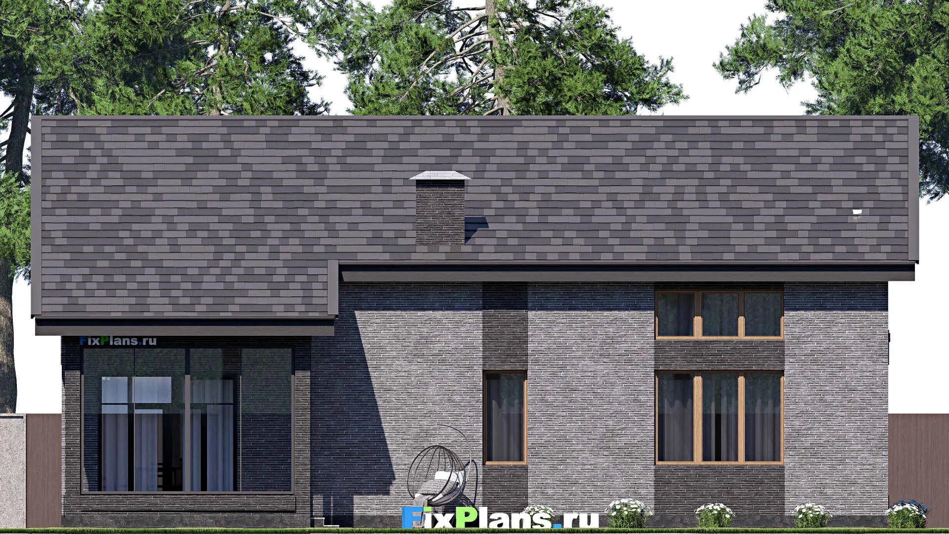 F-19376 - Проект дома с мансардой 16 на 17, площадью 260 м² с террасой и 1 спальнями