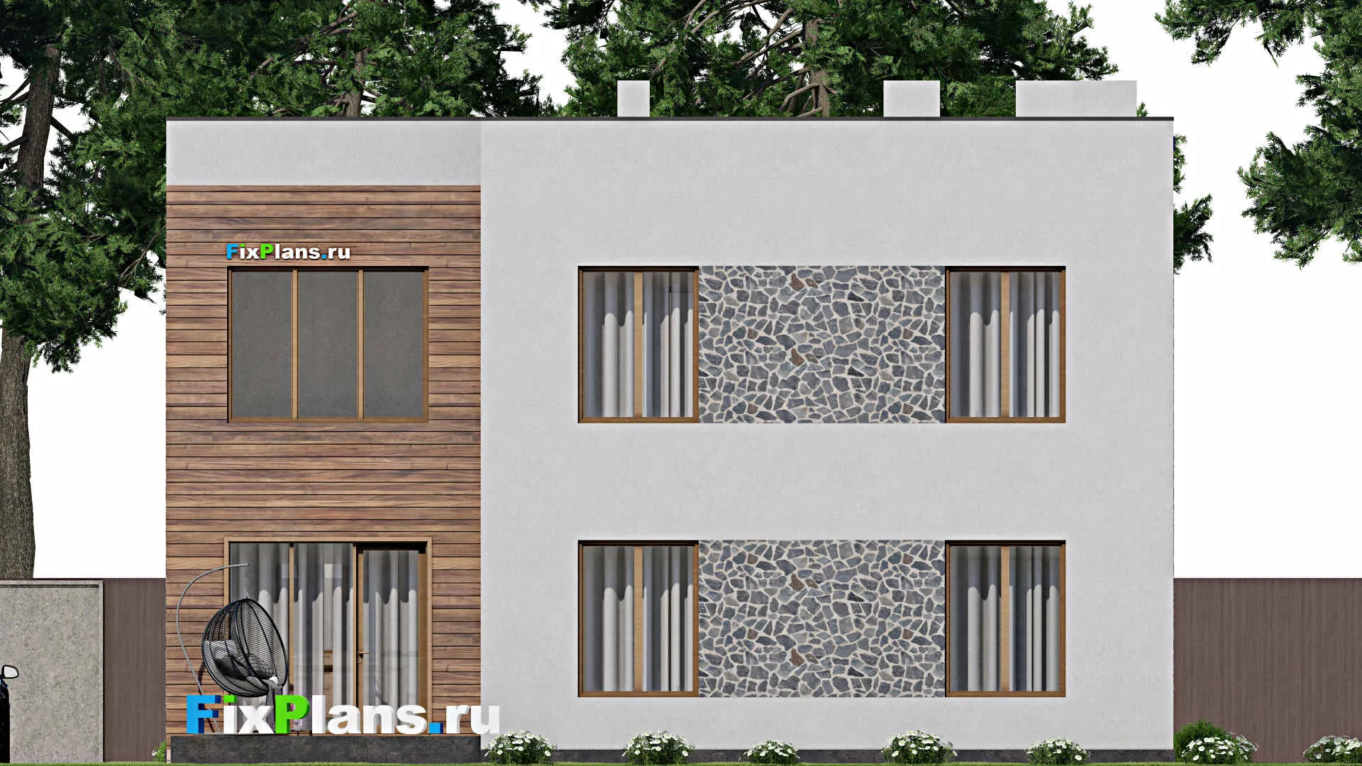 F-8918 - Проект двухэтажного дома 13 на 18, площадью 300 м² с террасой, балконом и 9 спальнями